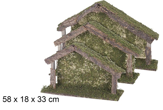 Pack 3 capanna in legno 58x18 cm