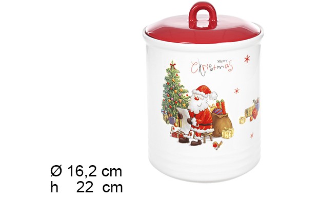 Barattolo natalizio in ceramica 16,5x22 cm