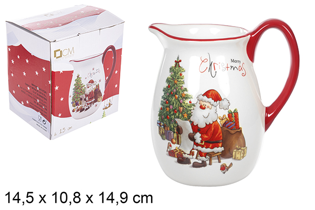 Jarro de leite em cerâmica de Natal 15 cm