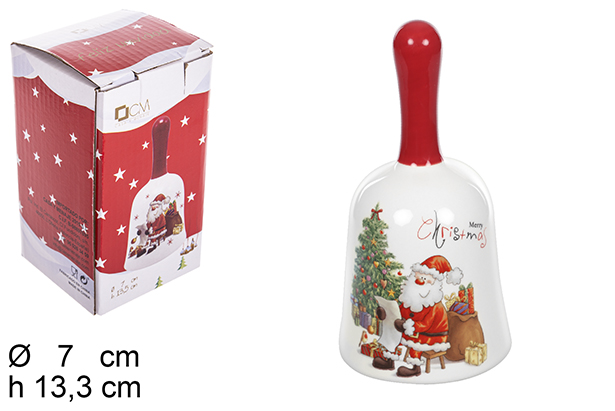 Campana cerámica Navidad decorada Papa Noel 7 cm