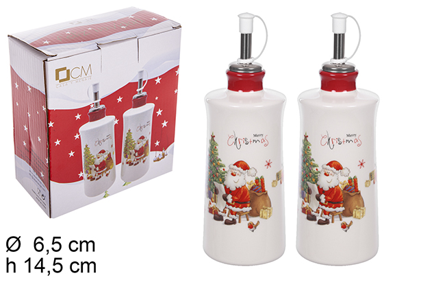 Ensemble huile/cruet en céramique de Noël