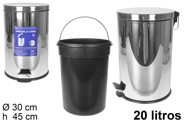 Pattumiera a pedale in acciaio inox 20 litri