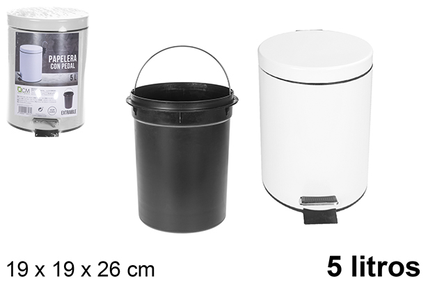 White pedal trash can 5 liters