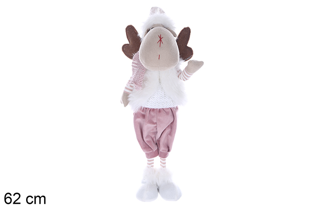 Peluche renna con vestitino e sciarpa led con batterie incluse 62 cm