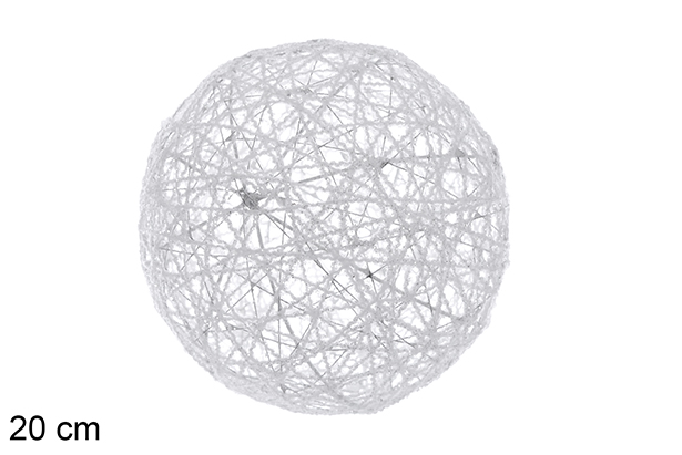 White shiny braided Christmas ball 20 cm