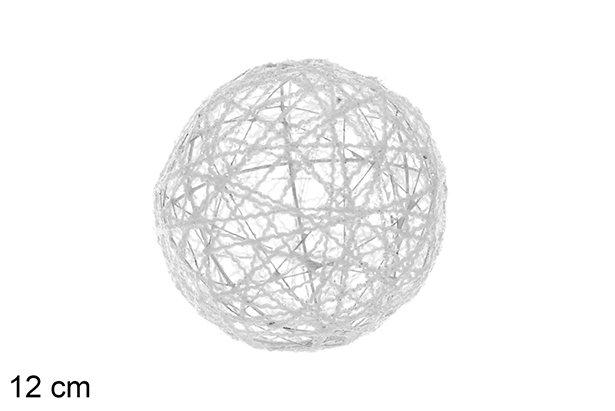 Boule de Noël tressée brillante blanche 12 cm