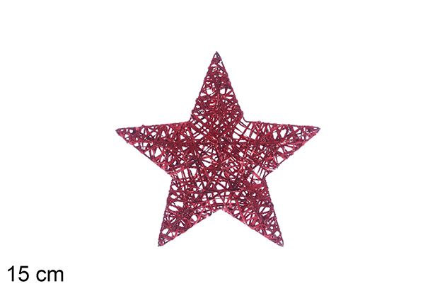 Red glitter braided star figure 15 cm