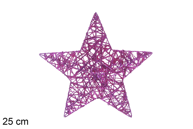 Figura estrella trenzada fucsia brillo 25 cm