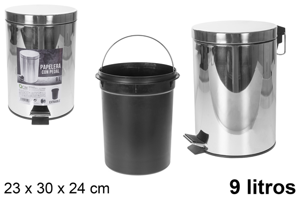 [108409] Stainless steel pedal bin 9 liters