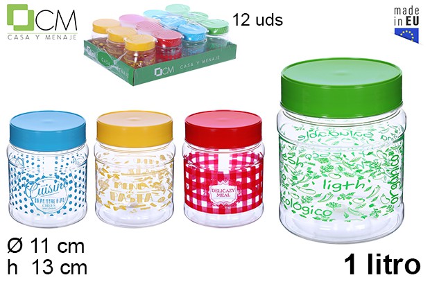 [108654] Decorated plastic jar 1 l.