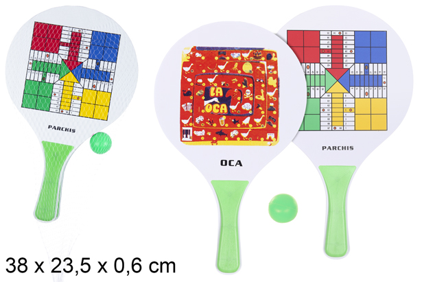 Conjunto de raquetes de praia retangulares decoradas ludo/jogo de ganso