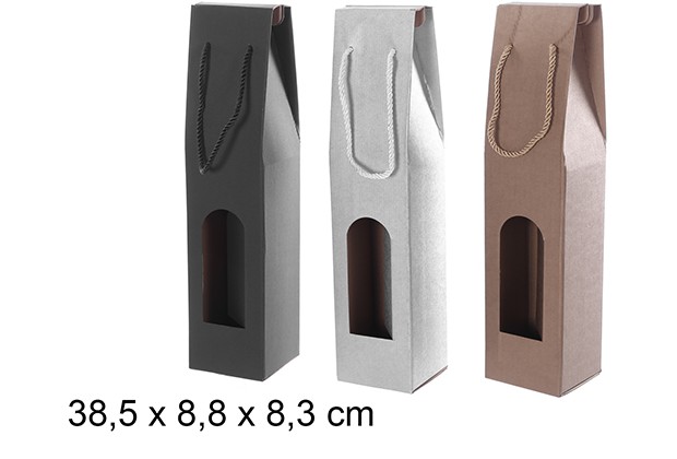 Coffret cadeau bouteille de vin de couleurs assorties 38,5x8,8x8,3 cm