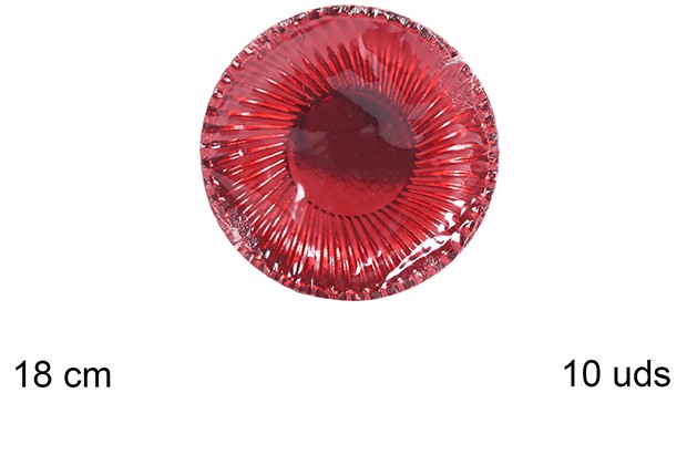 Pack 10 platos papel Navidad rojo 18 cm