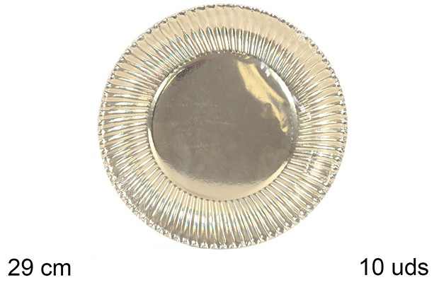 Pack 10 assiettes en carton de Noël or 29 cm 