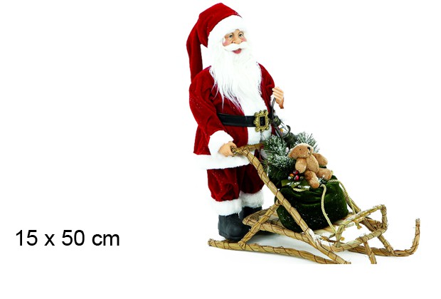 Papa Noel con trineo y saco 15x50 cm