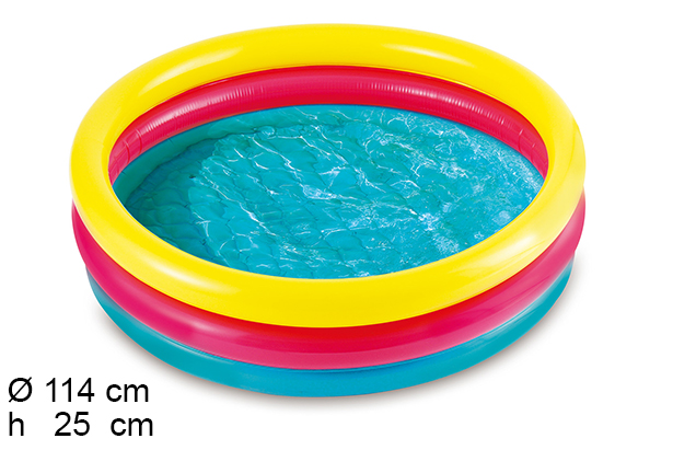 Inflatable pool 3 rings round colors 114 cm