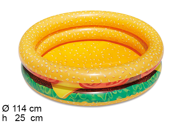 Piscina inflável de 2 anéis burguer 114 cm