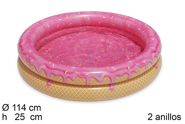 Piscina hinchable 2 anillos helado 114 cm