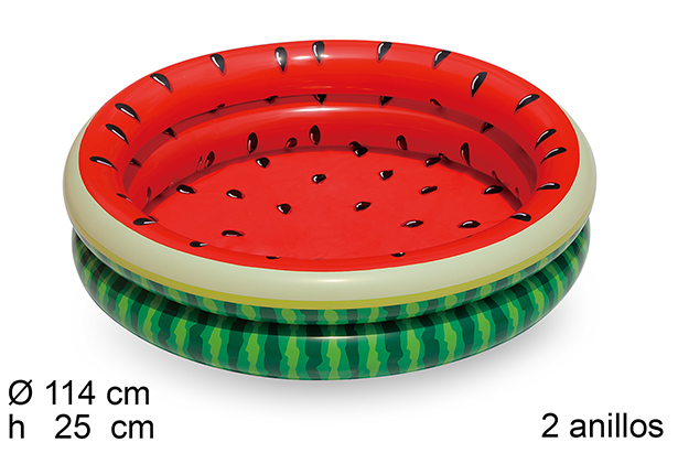 Piscina inflável de 2 anéis melancia 114 cm