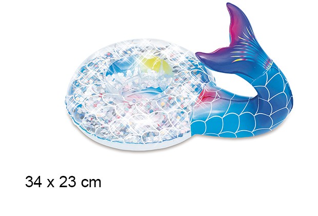 Portabibite gonfiabile sirena glitterata 34x23 cm