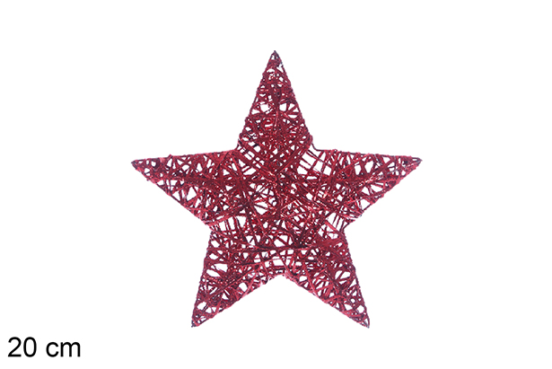 Figura estrella trenzada rojo brillo 20 cm