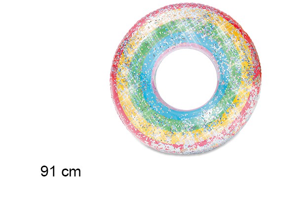 Rainbow glitter inflatable float