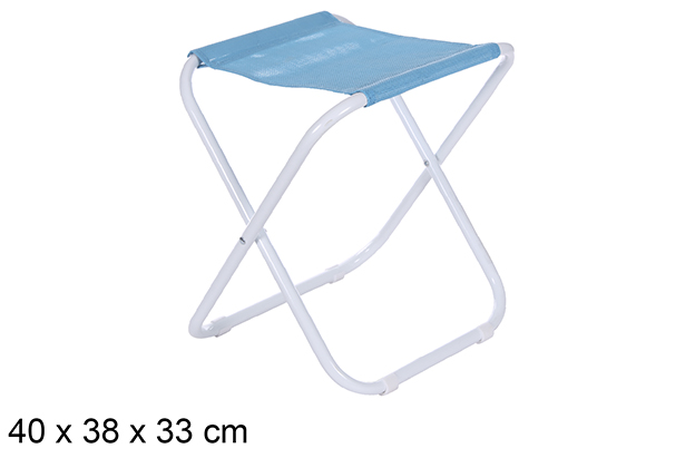 White metal beach stool Fibreline blue
