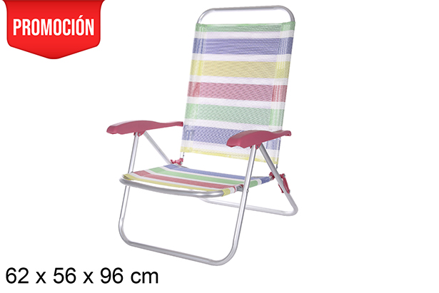 Chaise de plage en aluminium Fibreline à rayures colorées