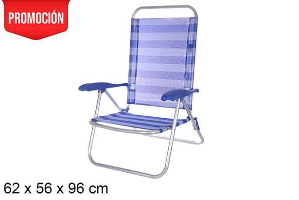 [108423] Sedia da spiaggia Fibreline in alluminio con strisce blu/bianche