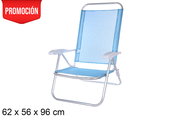 Chaise de plage en aluminium Fibreline bleue