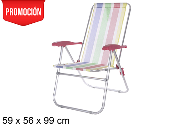 Sedia da spiaggia Fibreline in alluminio con strisce colorate
