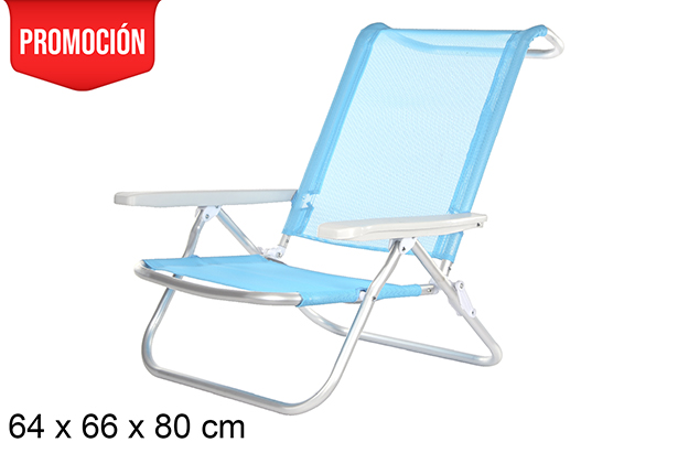 [108430] Chaise de plage en aluminium Fibreline bleue