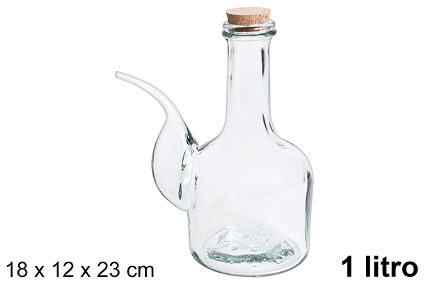 Barile in vetro con tappo in sughero 1 l.