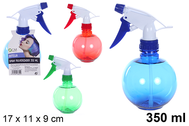 Botella plástico bola con pulverizador color surtido 350 ml