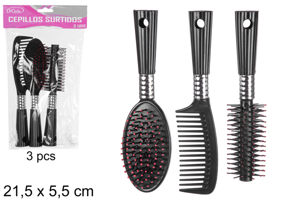 [108357] Pack 3 pincéis pretos 21,5 cm