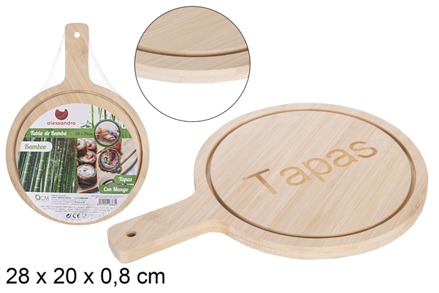 [108383] Bamboo board with handle for Tapas 28x20 cm