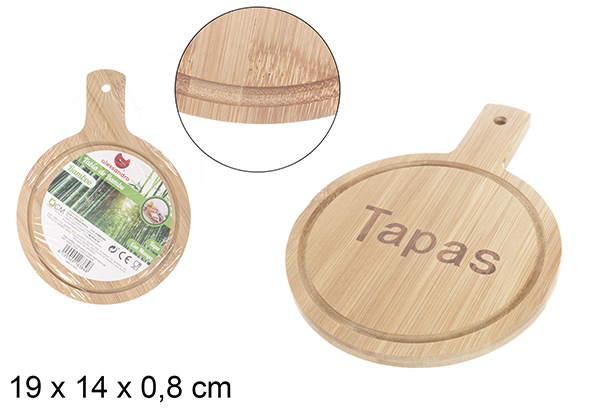 Tábua de bambu com alça para tapas 19x14 cm