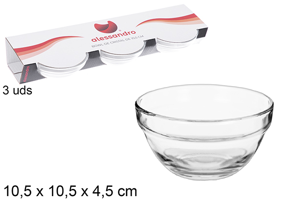 Pack 3 bowl cristal 10,5 cm