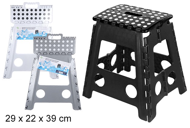 [108379] Taburete plástico plegable tres colores surtidos 39 cm