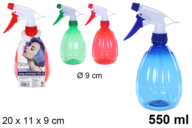 Spruzzatore di plastica a sfera colori assortiti 550 ml