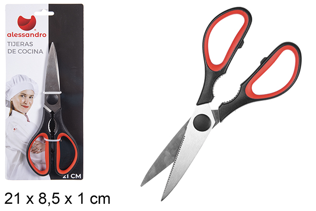 Ciseaux de cuisine manche couleur 21 cm