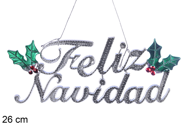 Signe de Feliz Navidad argent 26 cm 