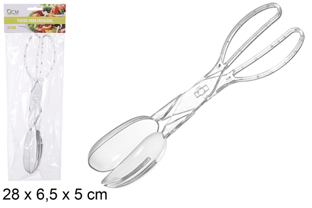 Pinça para salada de plástico transparente 28 cm