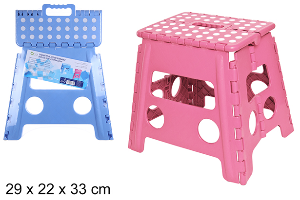 Folding plastic stool two assorted colors 29x22x33 cm