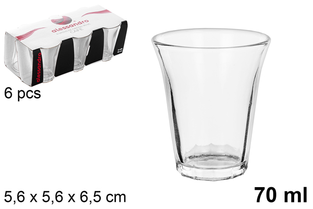 Pack 6 tazzine caffè in vetro 70 ml