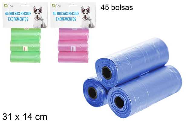 [108030] Sac à excrément pour chiens couleurs assorties 45 unités