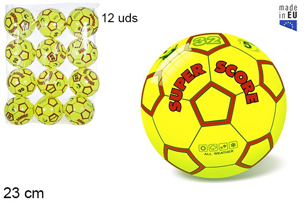 BALLON PLASTIQUE FOOTBALL 23 CM JAUNE