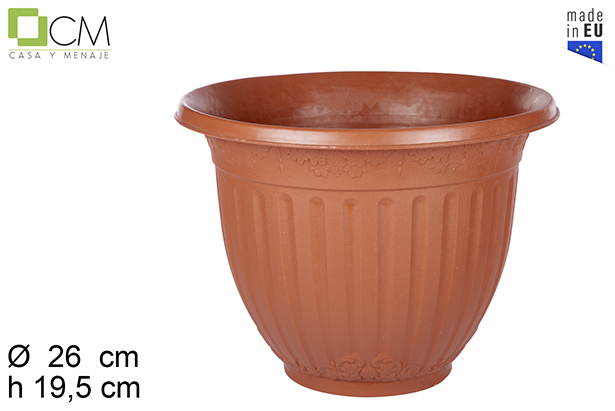 Pot en plastique en terre cuite décoré 26 cm