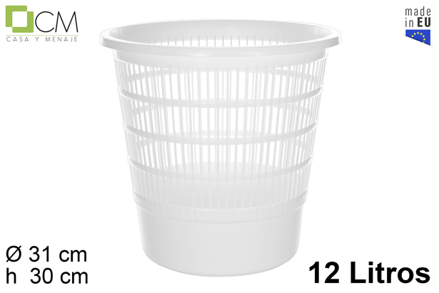 Pattumiera plastica tonda bianca 12 l.