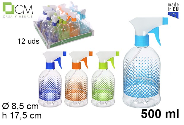 Botella pulverizadora campana decorado cuadrados 500 ml
